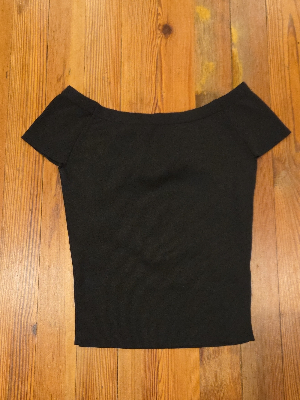 Zara Off-Shoulder Black Knit Women's Top